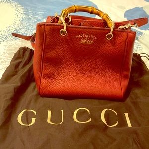 Red Gucci bamboo bag